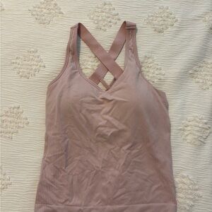 Sleeveless Cross-Back Tank Top in Dusty Mauve